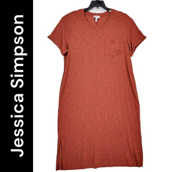Jessica Simpson Woman's Casual Stretch Trapeze Shirts Dress Plus Size 2X burnt - Picture 1 of 4